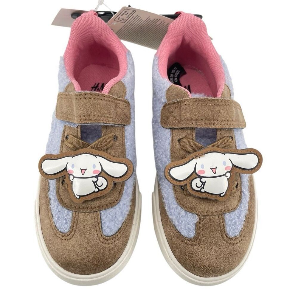 H&M x Hello Kitty Cinnamoroll Fluffy Sneakers Kids Size 11 Hook Loop Beige Pink